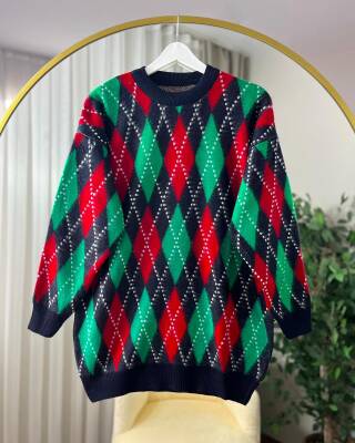 ARİYA BİSİKLET YAKA BAKLAVA ŞERİT DETAYLI TRİKO TUNİK 3023-03-LACİVERT