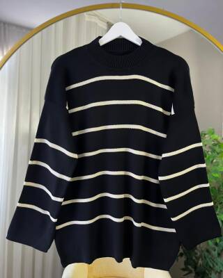 ERPA OVERSİZE ÇİZGİLİ SALAŞ TUNİK 3014-01-SİYAH