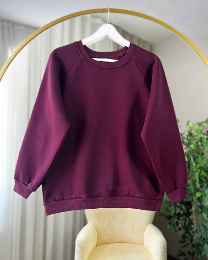 LORA OVERSİZE SALAŞ SWEAT 3017-04-BORDO - 1