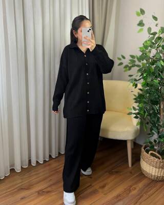 MİRA ÖNÜ DÜĞMELİ ÇİZGİLİ TRİKO TAKIM 1011-01-SİYAH