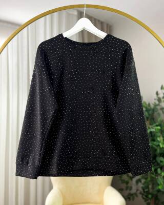 NYSA BİSİKLET YAKA TAŞ İŞLEMELİ OYSO TUNİK 3025-01-SİYAH