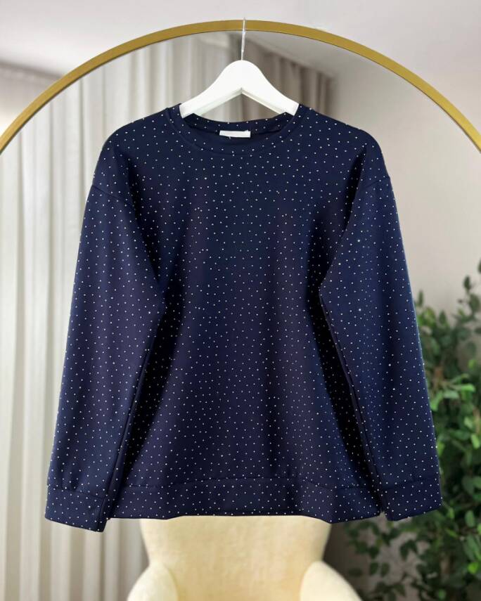 NYSA BİSİKLET YAKA TAŞ İŞLEMELİ OYSO TUNİK 3025-03-LACİVERT - 1