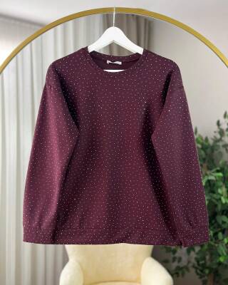 NYSA BİSİKLET YAKA TAŞ İŞLEMELİ OYSO TUNİK 3025-27-MÜRDÜM