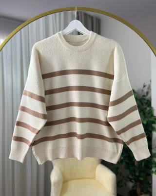 PELA YAN ŞERİTLİ SAKALLI TRİKO TUNİK 3021-02-BEJ