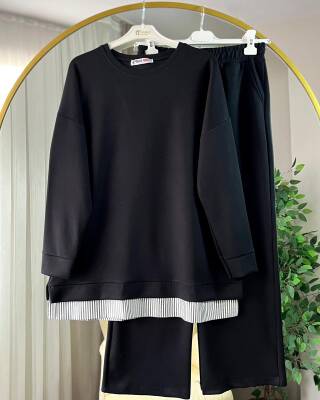 RONA GÖMLEK GARNİLİ BELİ LASTİKLİ OYSO TAKIM 1010-01-SİYAH