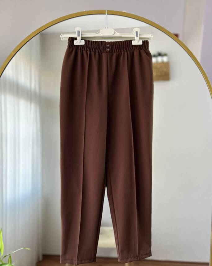SONA BELİ LASTİKLİ DOUBLE PANTOLON 5003-13-KAHVE - 1