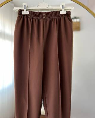 SONA BELİ LASTİKLİ DOUBLE PANTOLON 5003-13-KAHVE - 2