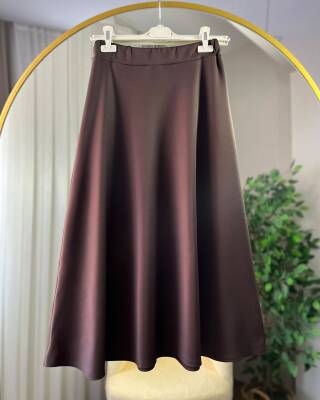 TURA BELİ LASTİKLİ KLOŞ ETEK 5004-13-KAHVE