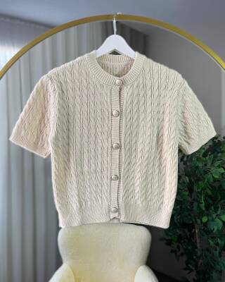 VERA DÜĞMELİ ÖRGÜLÜ TRİKO TUNİK HIRKA 3015-02-BEJ