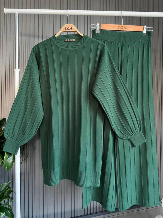 ZERSA FİTİLLİ BELİ LASTİKLİ TRİKO TAKIM 1002-11-PETROL - 1