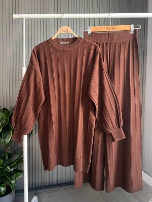 ZERSA FİTİLLİ BELİ LASTİKLİ TRİKO TAKIM 1002-13-KAHVE